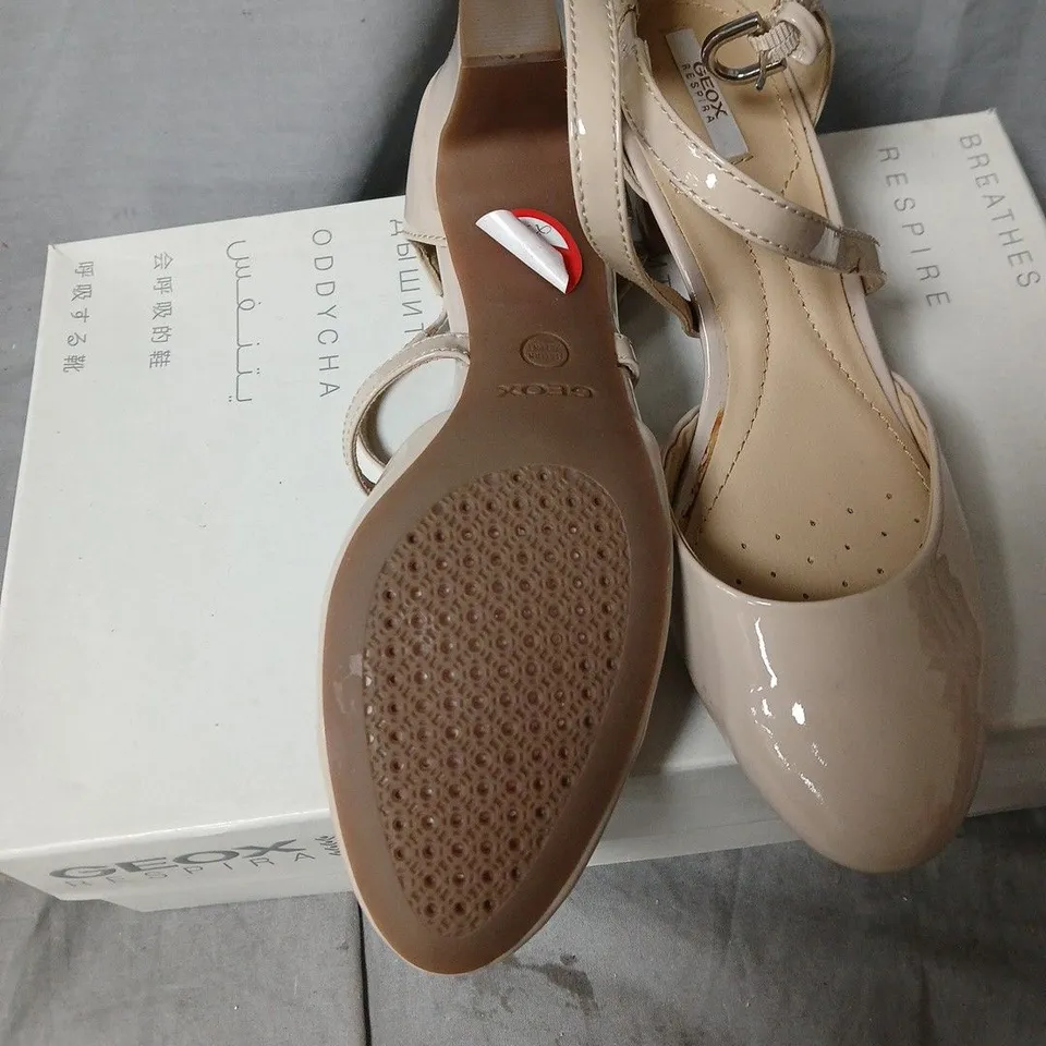 GEOX MARIE CLAIRE BEIGE PATENT SANDALS – UK 3 (EU 36)