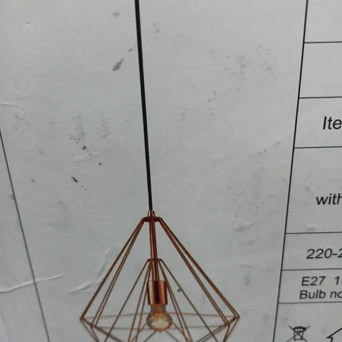 BOXED MILO LIGHTING MERTON 1 LIGHT GEOMETRIC PENDANT COPPER