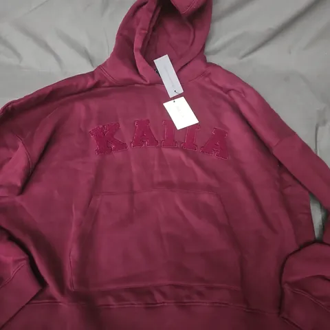 KAILA SLOGAN OVERSIZED HOODIE – DEEP BURGUNDY, UK 16