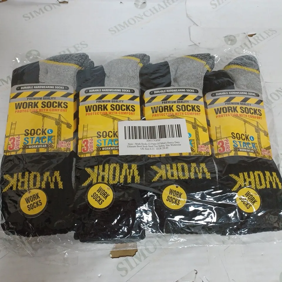 SOCK STACK WORKWEAR 12 PAIRS WORK SOCKS