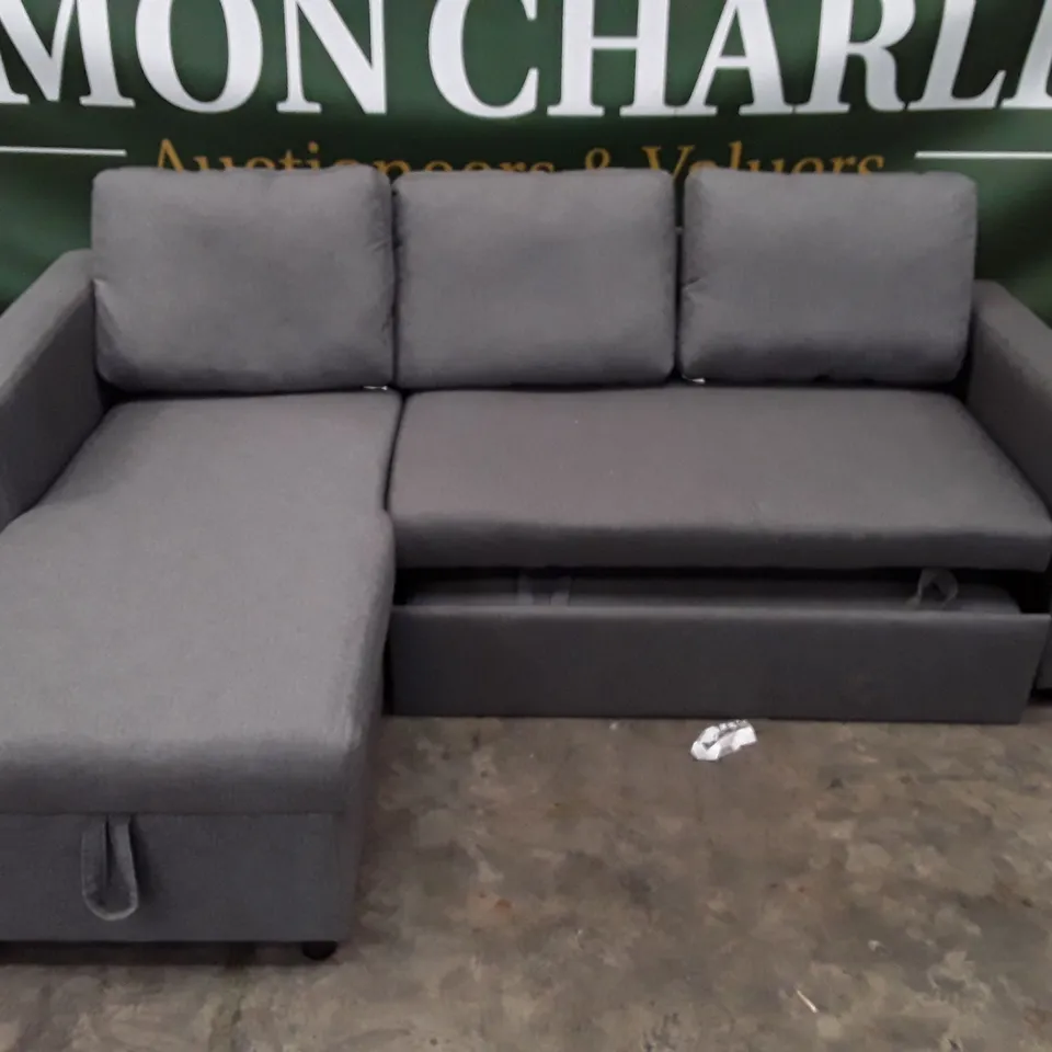 QUALITY DESIGNER DAIZHA 2-PIECE CORNER SOFA BED - GREY FABRIC