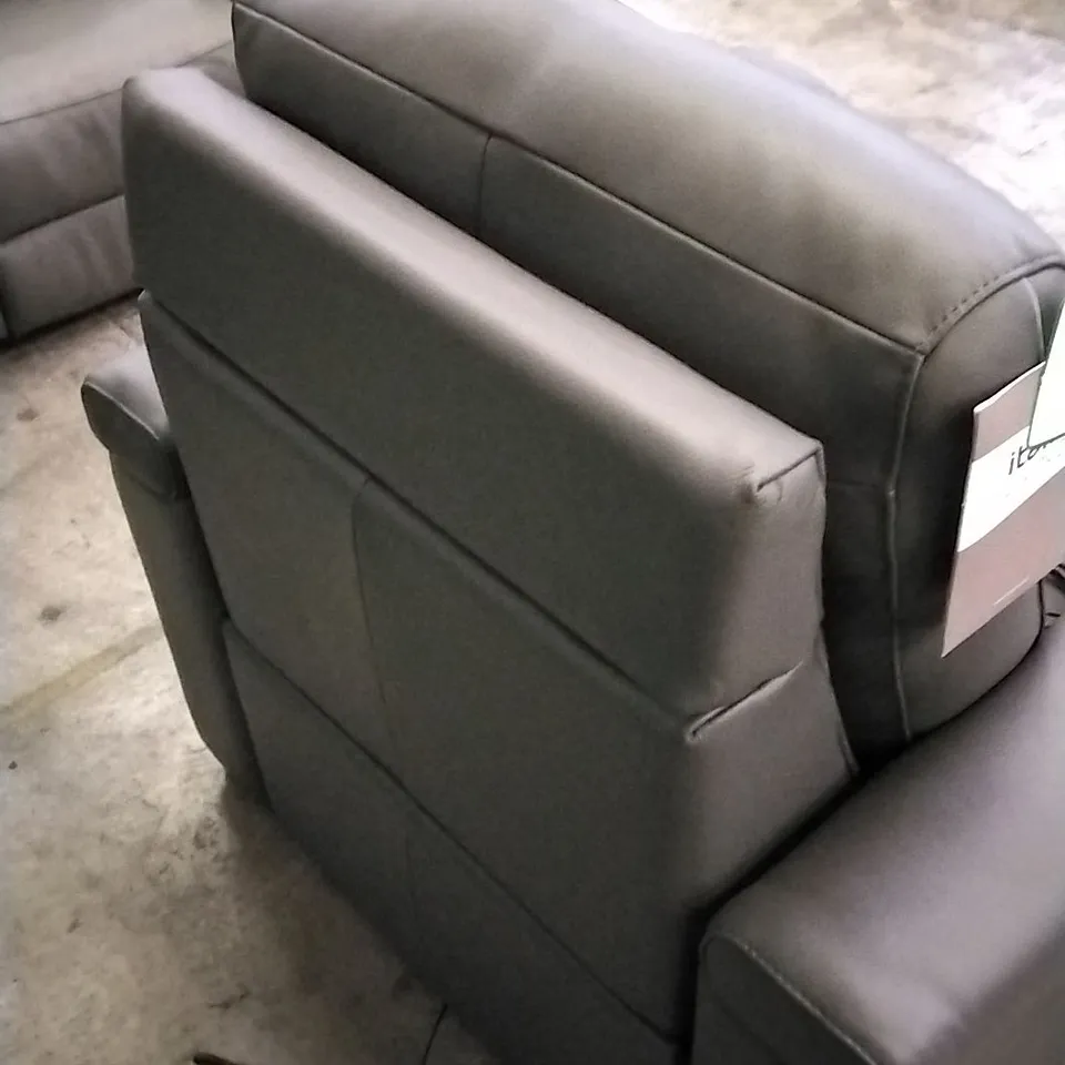 QUALITY ITALIAN DESIGNER ADRIANO POWER RECLINER ARMCHAIR IN ELEPHANT GREY LEATHER