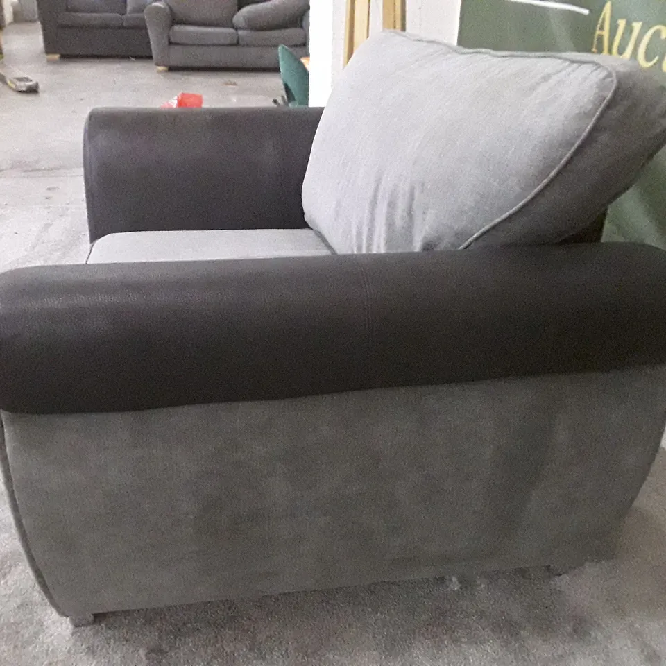 QUALITY DESIGNER ARMCHAIR - GREY/BLACK FABRIC 