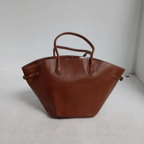 MNG (MANGO) WOMEN'S BROWN LEATHER HANDBAG – TOTE BAG