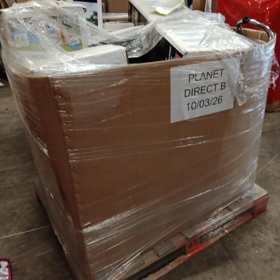 PALLET OF ASSORTED BOXES PRODUCTS TO INCLUDE; SWIMMING POOL FAN,PLAY MAT,ETC