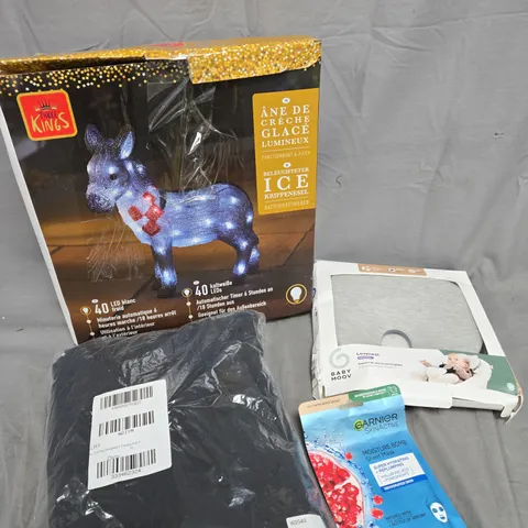 APPROXIMATELY 20 ASSORTED HOUSEHOLD PRODUCTS TO INCLUDE CHRISTMAS DECOR, HEAD CUSHION, CLOTHING ETC 