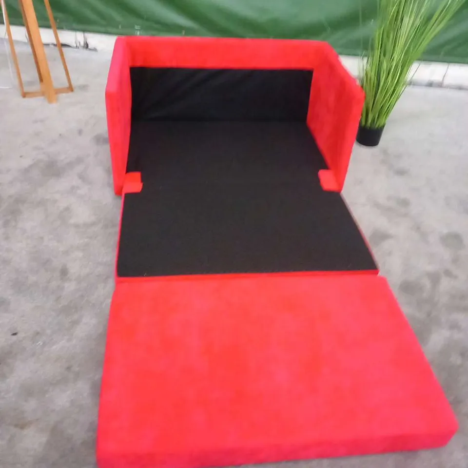 DESIGNER HOLLIMAN RED FABRIC TWO SEATER SOFA