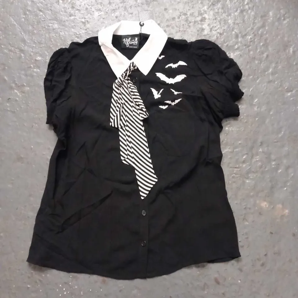 7 ASSORTED HELL BUNNY AND BANNED ALTERNATIVE TOPS IN ASSORTED SIZES