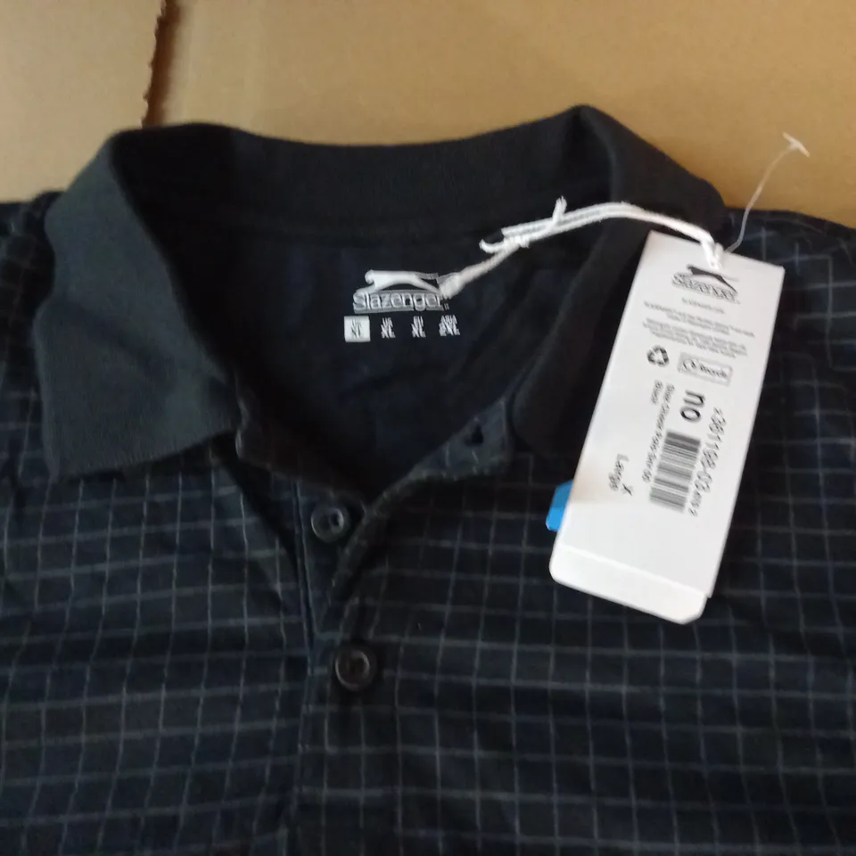 SLAZENGER BLACK CHECK POLO SHIRT - XL