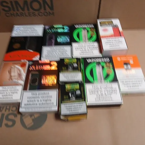 APPROXIMATELY 15 ASSORTED E-CIGARETTE PRODUCTS TO INCLUDE -GEEKVAPE , ASPIRE AND VAPORESSO 