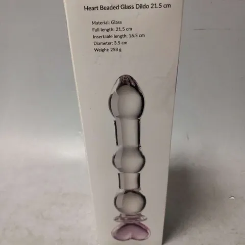 BOXED BASEKS HEART BEADED GLASS DILDO 21.5CM