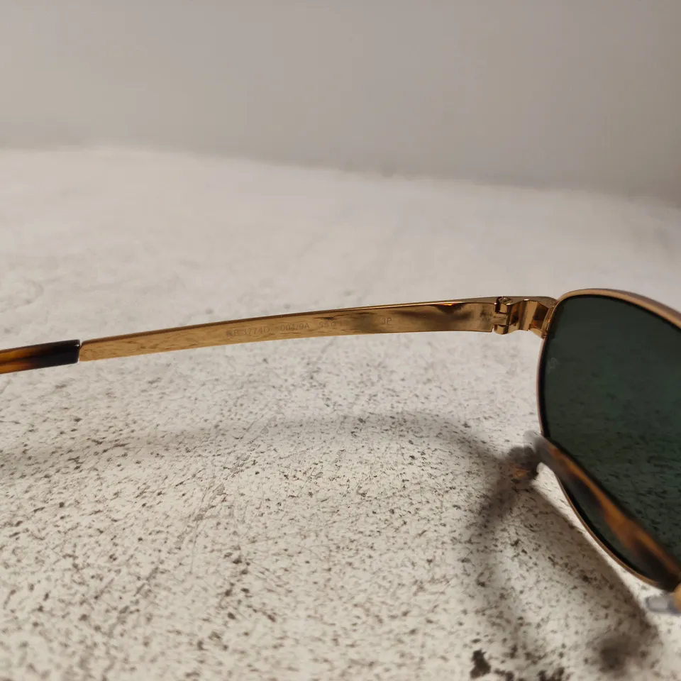 RAY-BAN SUNGLASSES ORB3774D – GOLD FRAME, DARK GREEN POLARISED LENSES