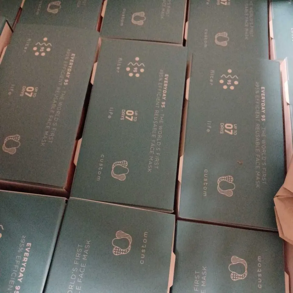 LOT OF APPROX 25 BREATHE HAPPY EVERYDAY 95% FILTRATION REUSABLE MASKS