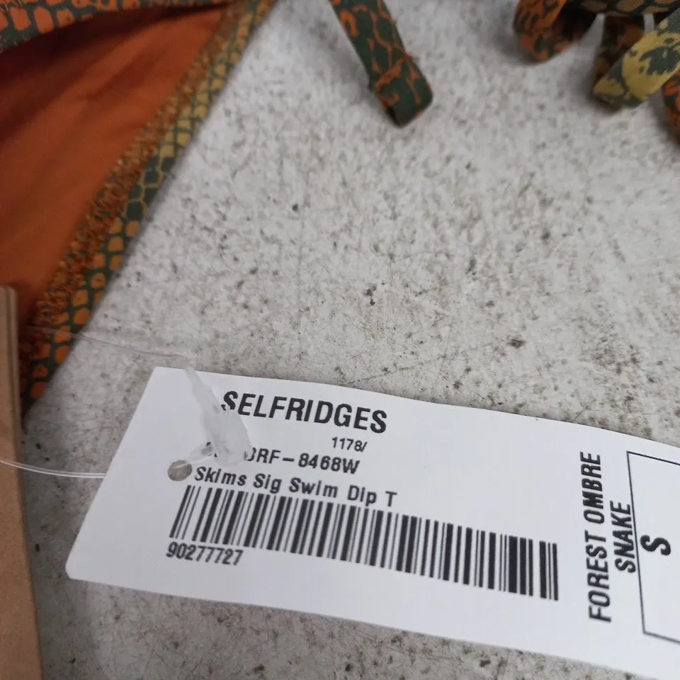 SELFRIDGES FOREST OMBRE SNAKE BIKINI SET – ORANGE SNAKE PRINT, SIZE S
