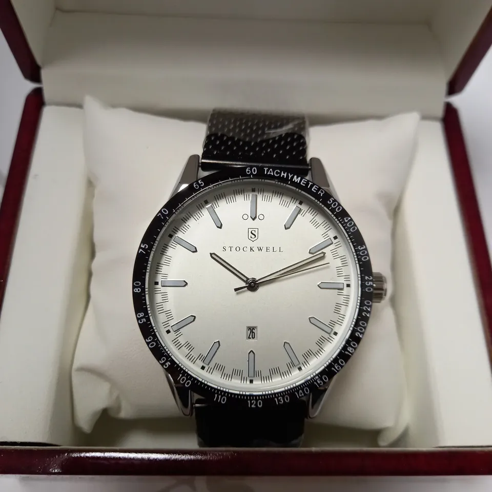 STOCKWELL AUTOMATIC TACHYMETER MESH STRAP WRISTWATCH 
