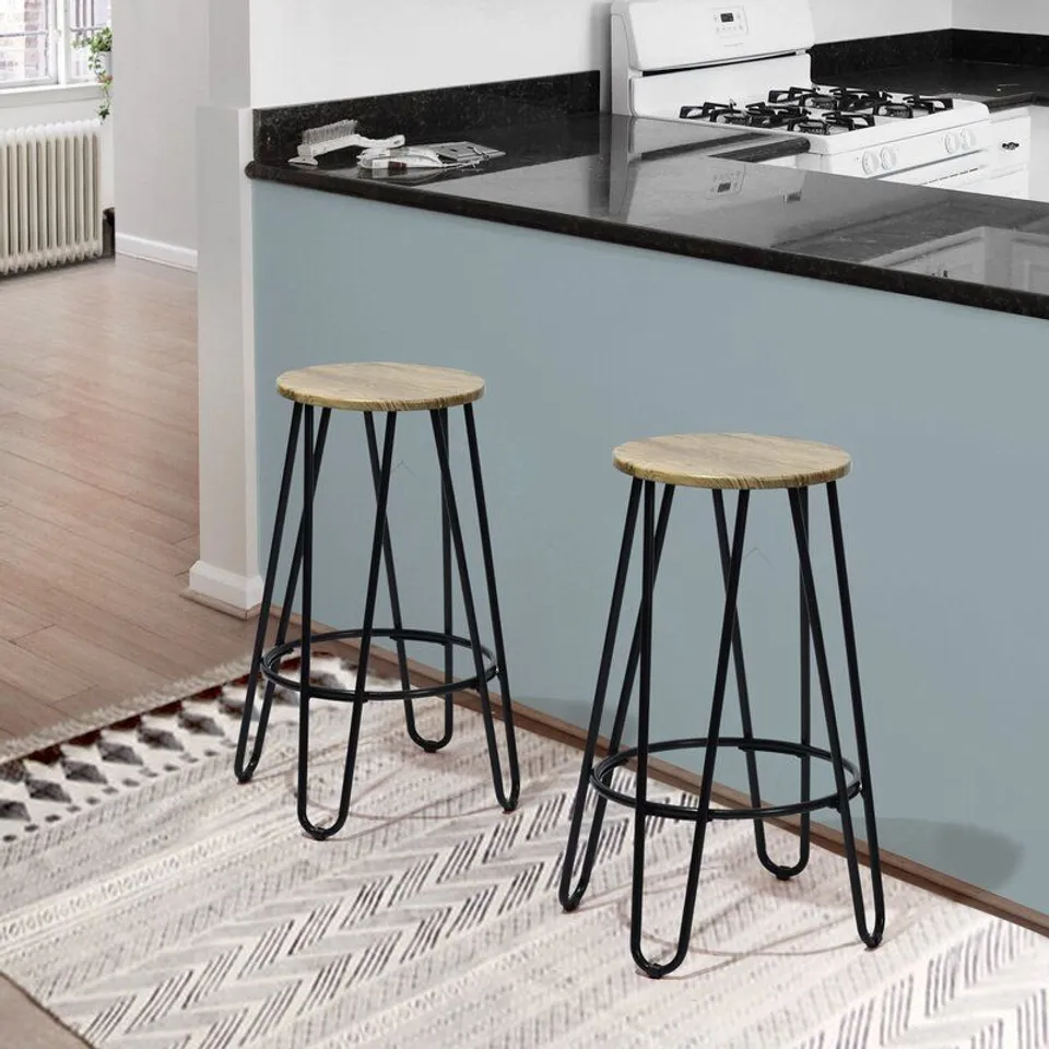 BOXED HIGLEY 63.5CM LIGHT WOOD BARSTOOL 