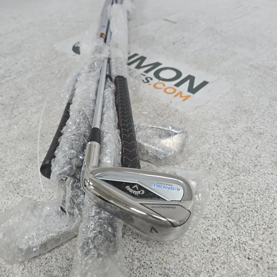 SET OF 9 GOLF CLUBS TO INCLUDE MARUMAN 7 IRON, CALLAWAY PARADYM 7 IRON ETC
