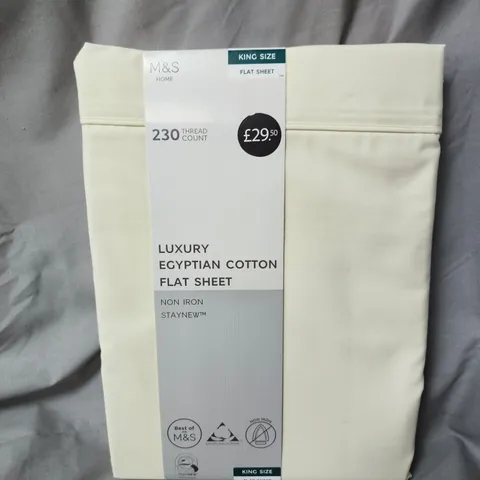 M&S HOME LUXURY EGYPTIAN COTTON FLAT SHEET – KING SIZE (230 THREAD COUNT, NON-IRON STAYNEW)