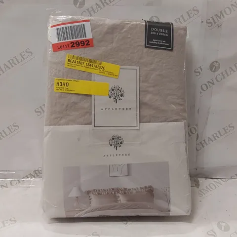 BAGGED CASSIA FRILL COTTON NO PATTERN DUVET COVER SET WITH PILLOWCASES - DOUBLE