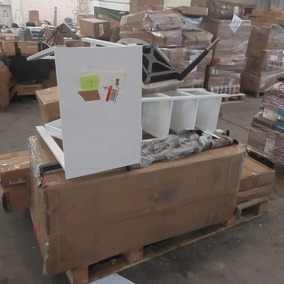 PALLET CONTAINING A LARGE QUANTITY OF ASSORTED FURNITURE PARTS ECT