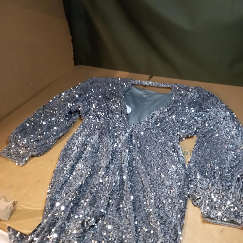 PLUS OVERSIZED BLOUSON SLEEVE SEQUIN MINI DRESS SIZE 16