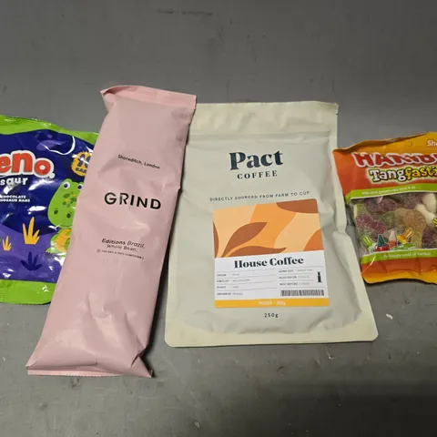 APPROXIMATELY 12 ASSORTED FOOD & DRINK ITEMS TO INCLUDE - PACT COFFEE HOUSE , HARIO TANGFASTICS  , DEENO ETC