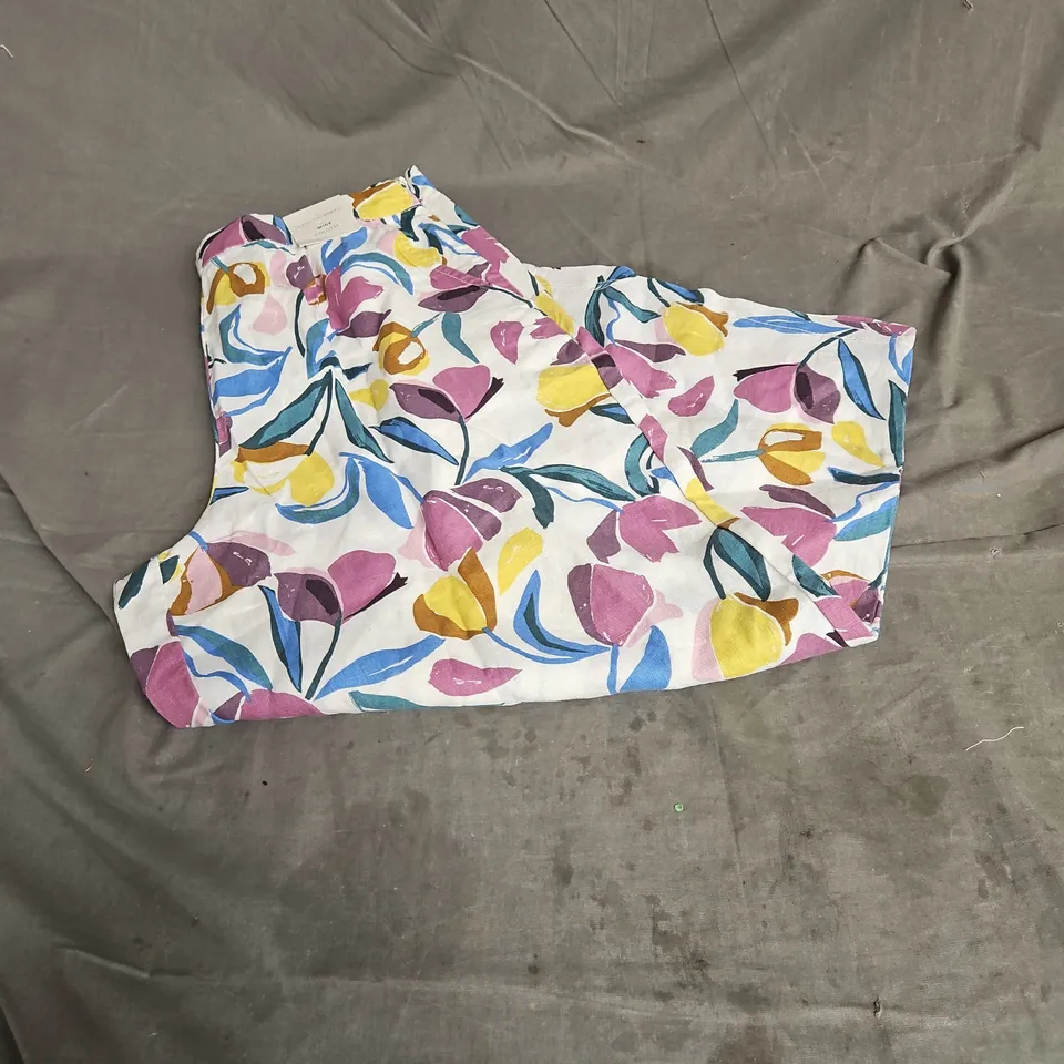 SEASALT CORNWALL PEACEFUL HAVEN WIDE CULOTTES IN COLLAGED TULIPS CHALK SIZE 12