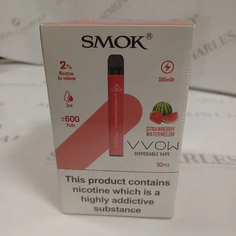 SEALED SMOK VVOW 10-PACK OF DISPOSABLE VAPES - STRAWBERRY WATERMELON