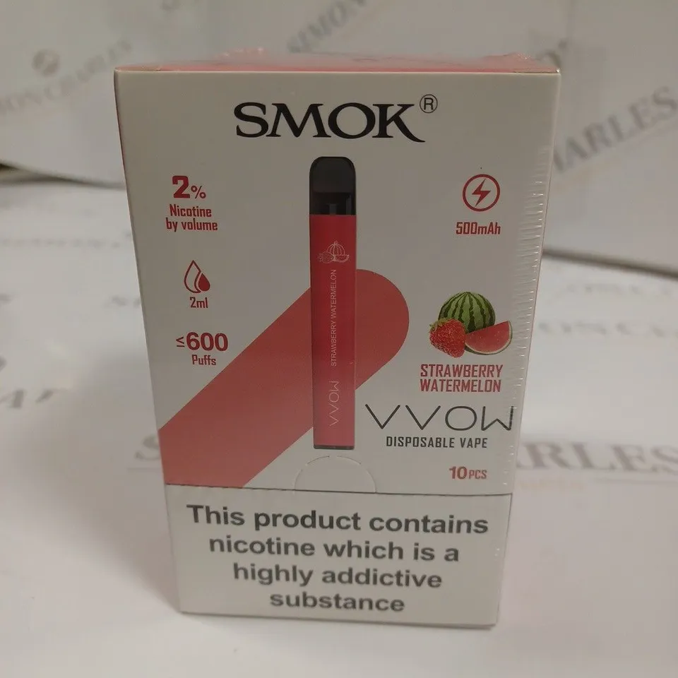 SEALED SMOK VVOW 10-PACK OF DISPOSABLE VAPES - STRAWBERRY WATERMELON