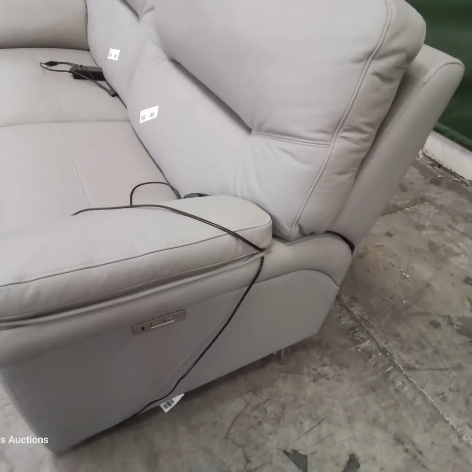 QUALITY BRITISH DESIGNER & MANUFACTURED G PLAN SEATTLE POWER RECLINING THREE SEATER SOFA CAMBRIDGE GREY LEATHER 