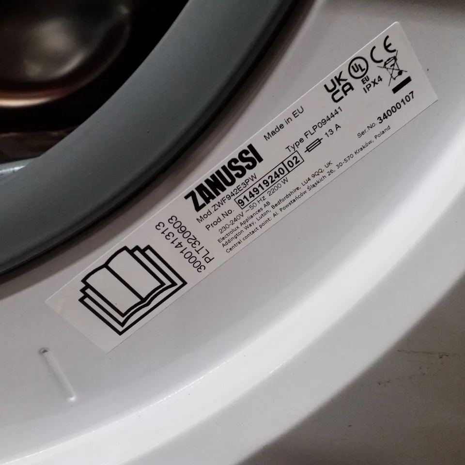 ZANUSSI 9KG 1400RPM FREESTANDING WASHING MACHINE