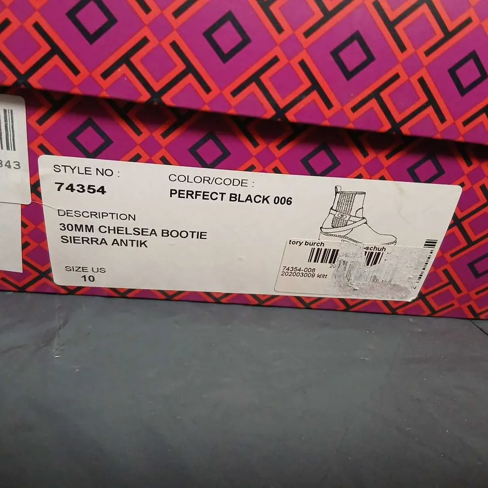 TORY BURCH CHELSEA BOOTIE – 30MM, PERFECT BLACK 006, SIERRA ANTIK, US 10