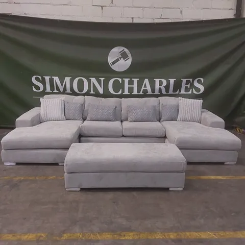 QUALITY DESIGNER BROADGATE LARGE U-SHAPE MODULAR SOFA WITH FOOTSTOOL