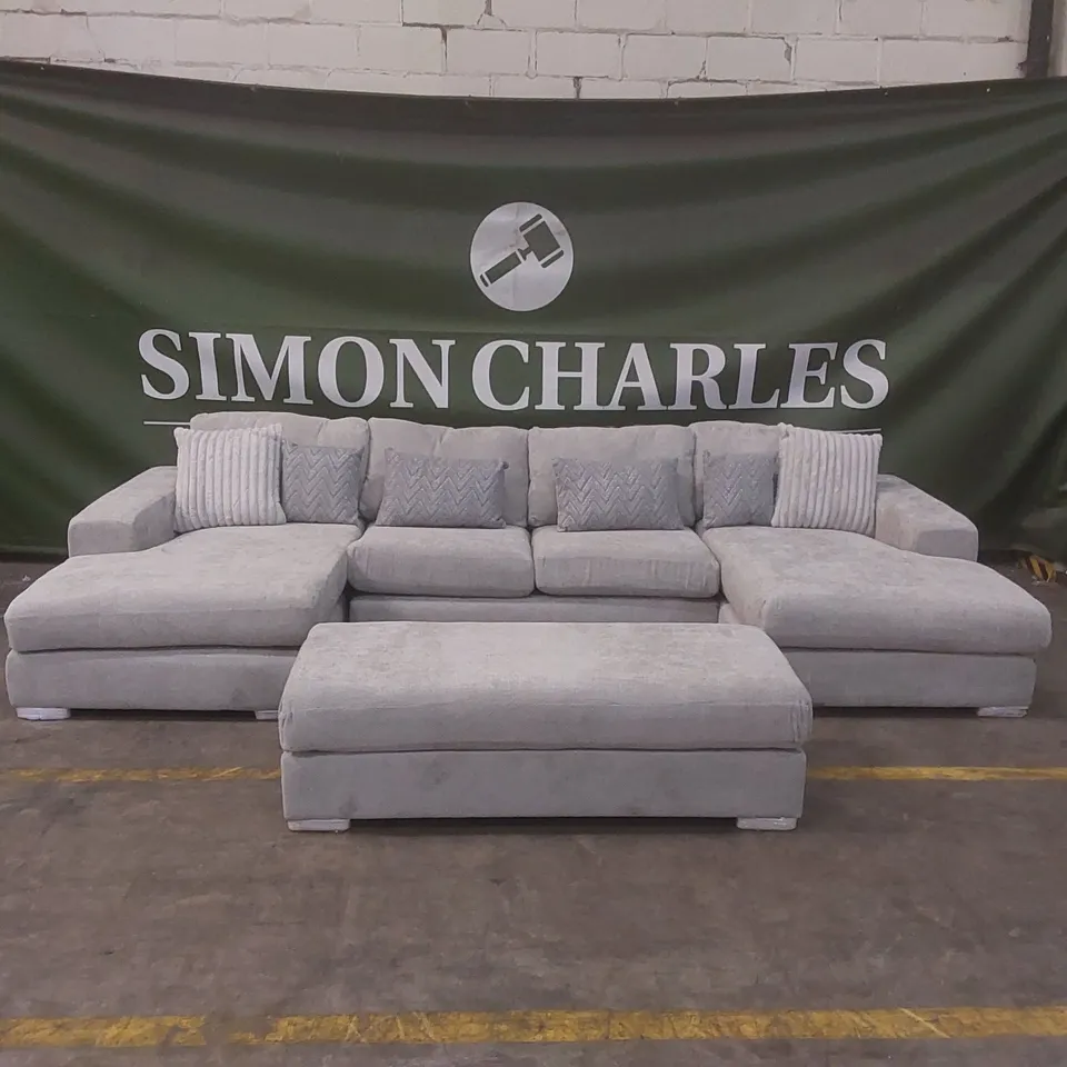 QUALITY DESIGNER BROADGATE LARGE U-SHAPE MODULAR SOFA WITH FOOTSTOOL