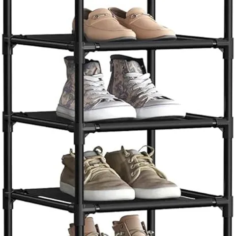 BOXED SONGMICS 10-TIER SHOE RACK, 33×33×173CM, METAL FRAME, NON-WOVEN FABRIC SHELVES - BLACK 