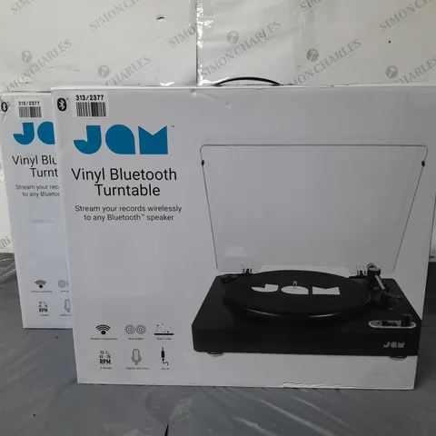 LOT OF 2 BOXED JAM VINYL BLUETOOTH TURNTABLES