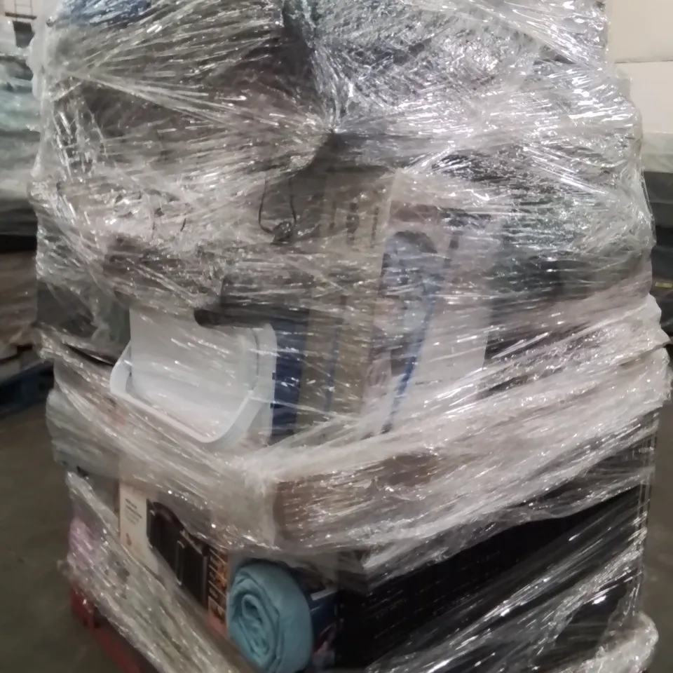 PALLET OF ASSORTED HOUSEHOLD GOODS AND PRODUCTS TO INCLUDE;AIR FRYER,COOLER BOX,COOL GEL PILLOW CASE,DOG CAGE
