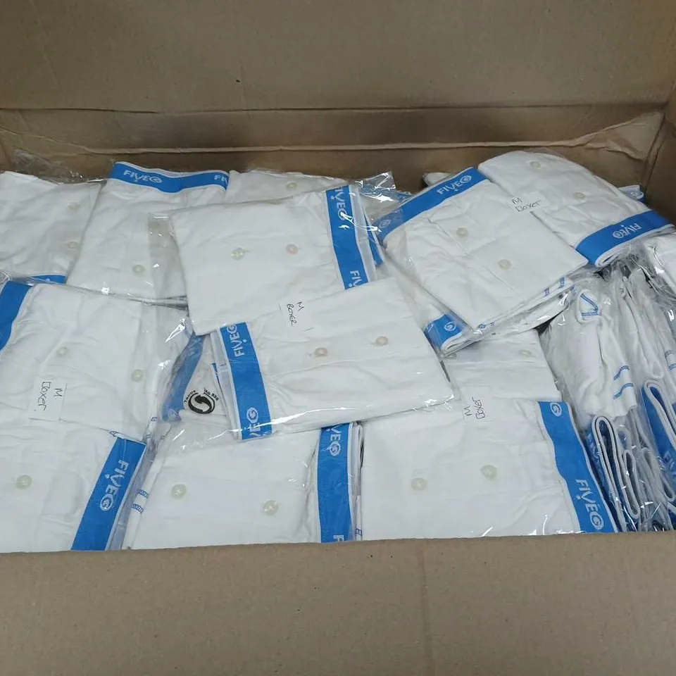 APPROXIMATELY 60 PACKS OF FIVE G WHITE MEDIUM BOXERS - COLLECTION ONLY 