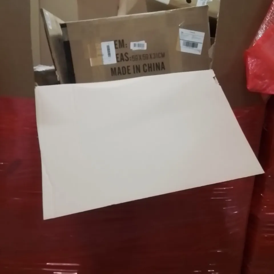 PALLET CONTAINING VARIOUS ASSORTED ITEMS TO INCLUDE:UNDER DESK ELECTRIC ELLIPTICAL TRAINER,SUITCASE, CHEFMAN 4 SLICE PRESS AND GRILL AND OTHER ASSORTED ITEMS...