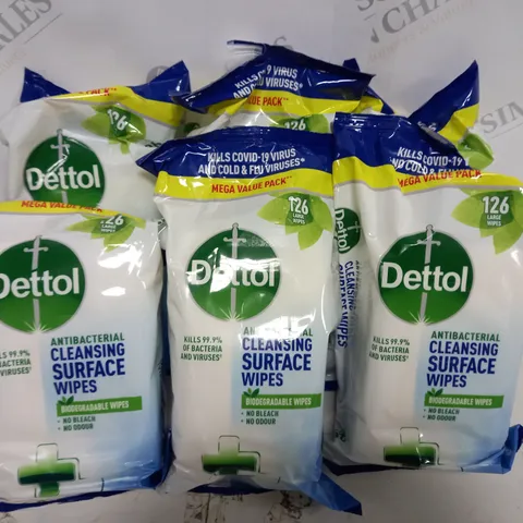 LOT OF 6 126 WIPE PACKS OF DETTOL SURFACE WIPES