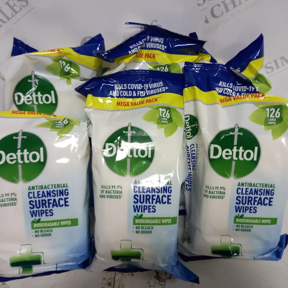 LOT OF 6 126 WIPE PACKS OF DETTOL SURFACE WIPES