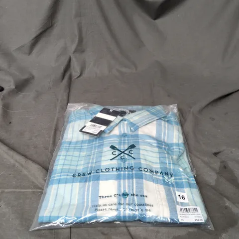 BAGGED CREW CLOTHING COMPANY RELAXED FIT FLANNEL SHIRT BLUE CHECK SIZE 16