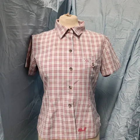 JACK WOLFSKIN TRAVEL SHIRT – WOMEN’S, PINK PLAID SIZE UK 12