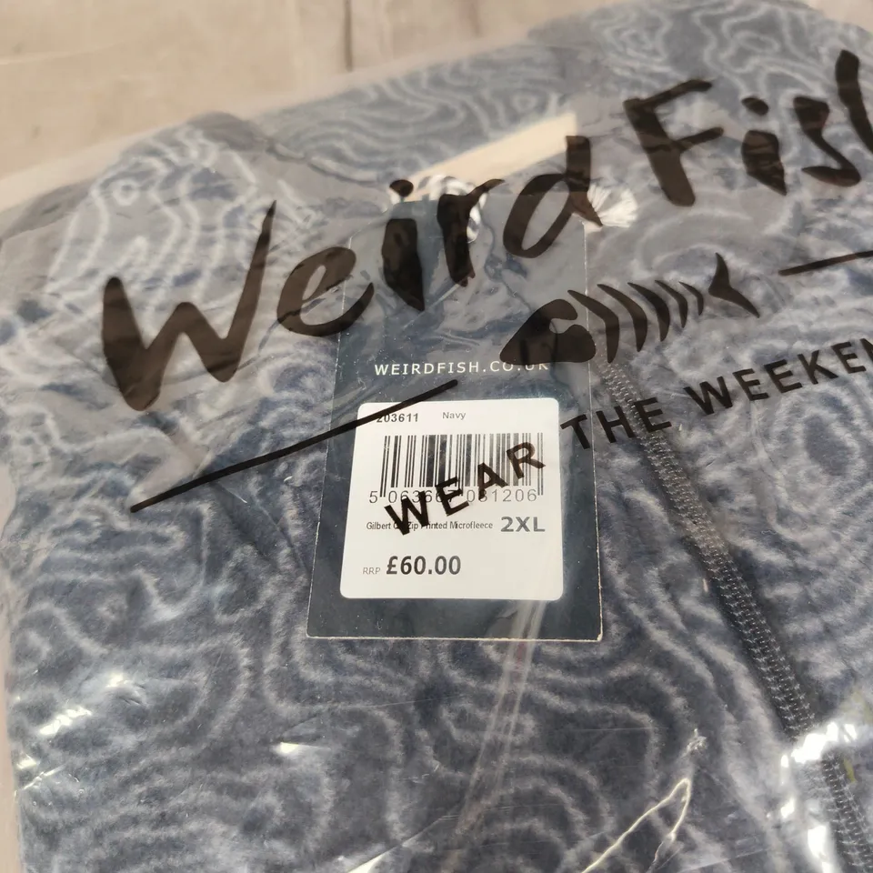WEIRD FISH GILBERT 1/4 ZIP BLUE PRINTED MICROFLEECE 2X TAGGED RRP £60