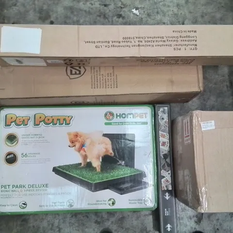 PALLET TO CONTAIN AN ASSORTMENT OF HOUSEHOLD ITEMS TO INCLUDE PET POTTY, POKER MAT, FOLDING CHAIR AND BED RAIL ECT