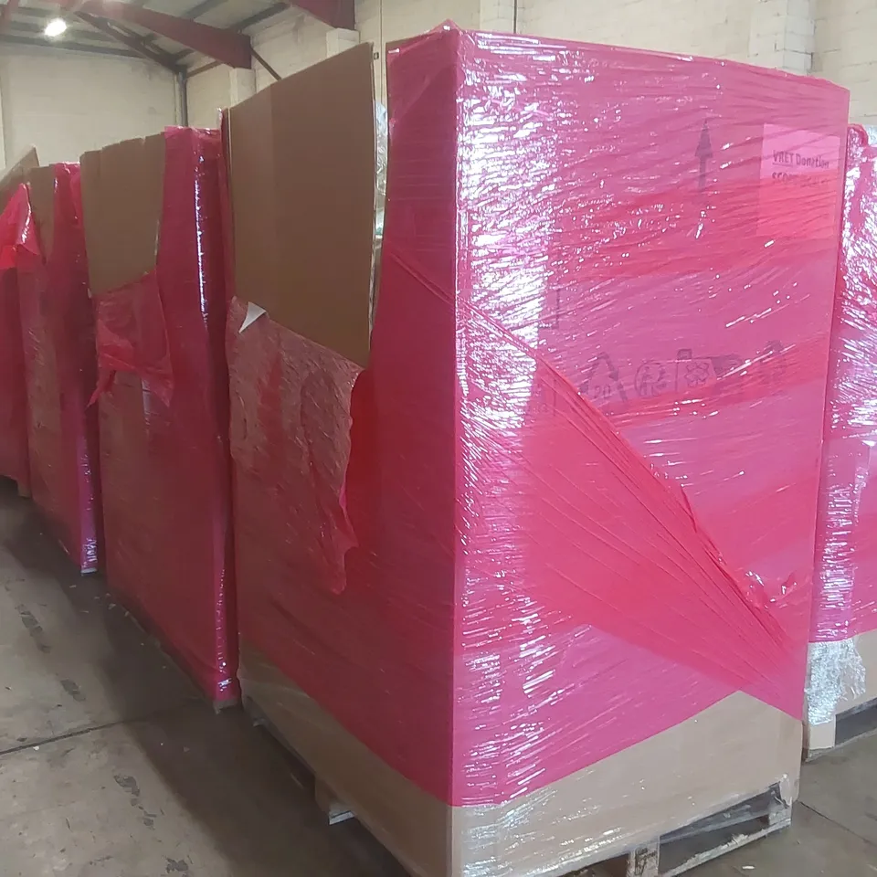 PALLET OF ASSORTED ITEMS INCLUDING: TABLE CURLING SETS, RAIN GUTTER SEALS, RUGS, PHOTOGRAPHY BACKGROUND, 2025 CALENDERS ECT