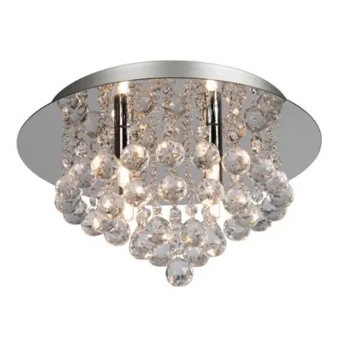 BOXED 4-LIGHT 35CM CRYSTAL FLUSH MOUNT CEILING LIGHT