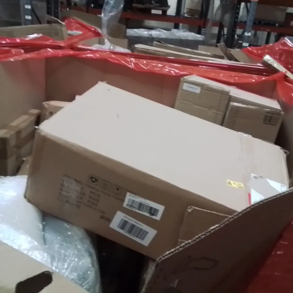 PALLET OF ASSORTED HOUSEHOLD GOODS AND PRODUCTS TO INCLUDE;DESK,RETRACTABLE SAFETY GATE 
