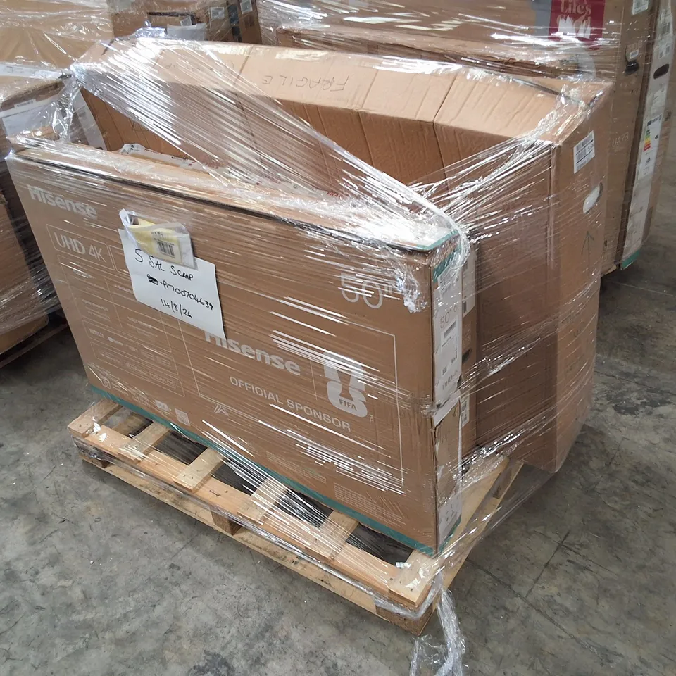 PALLET CONTAINING 5 ASSORTED DAMAGED TVS