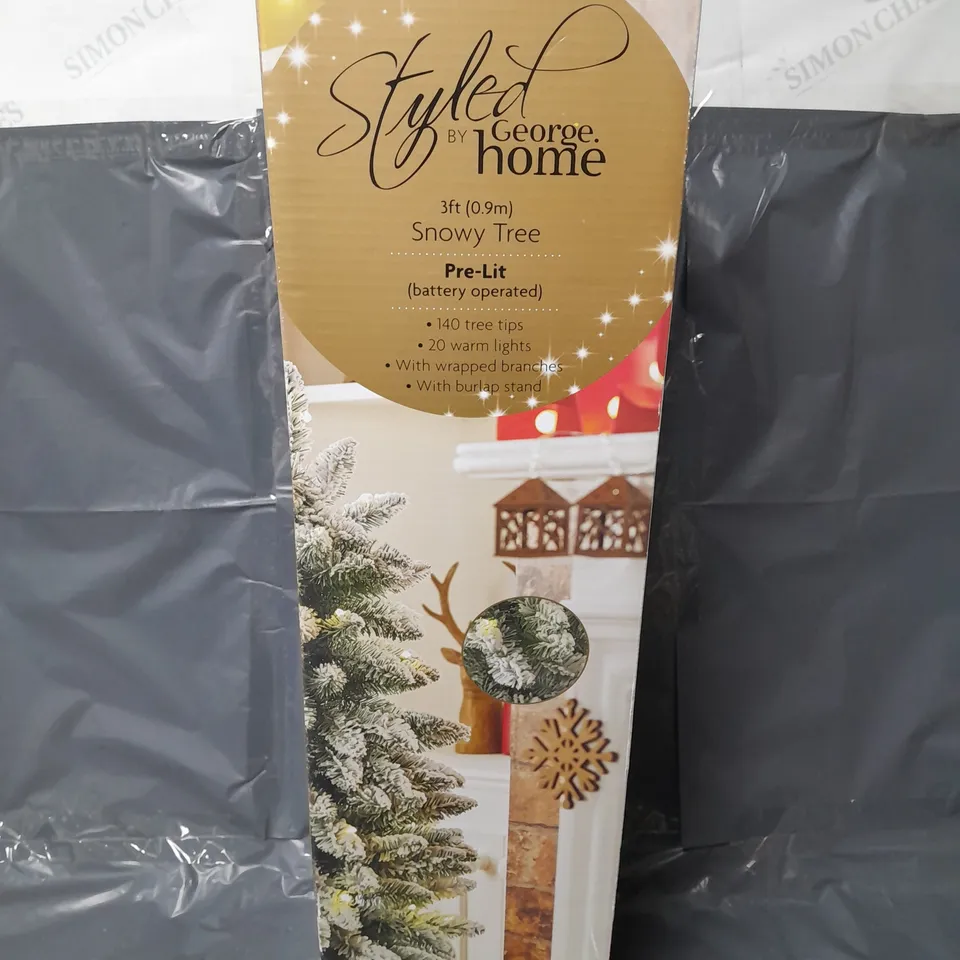 BOXED STYLEDBY GEORGE HOME 3ft PRE-LIT SNOWY TREE - COLLECTION ONLY